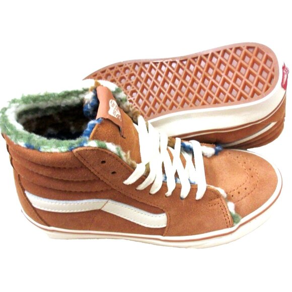 Vans Women's Sk8-Hi Suede Sherpa Sunburn Brown Marshmallow Shoes Size 6 NIB - Picture 2 of 5
